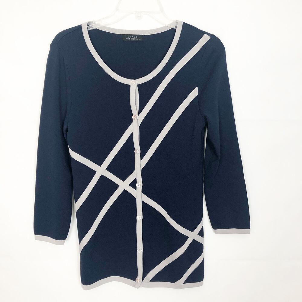 Grace Button Down 3/4 Sleeve Cardigan Sweater Size XS